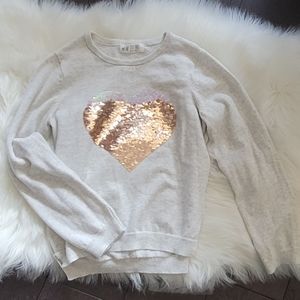 Girl's H&M Sequin Heart Sweater